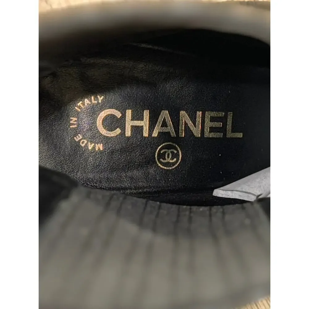 CHANEL Black Lambskin Leather Elastic Cap Toe Short Ankle Boots Sz. 37C US 7